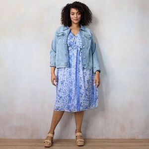 Floral Blue Dress Lined